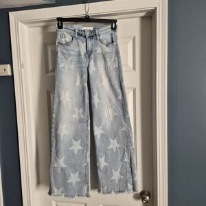 Risen Jeans Womens 1 25 Wide Leg Stars Festival Western USA Patriotic Boho